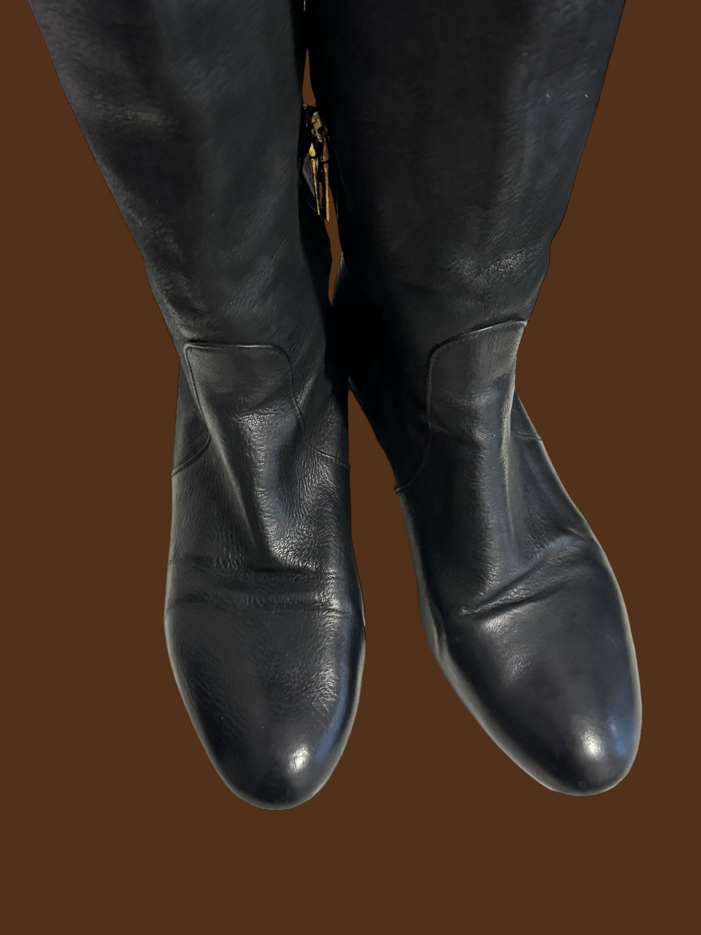PRADA knee high boots w/gold zipper size 10