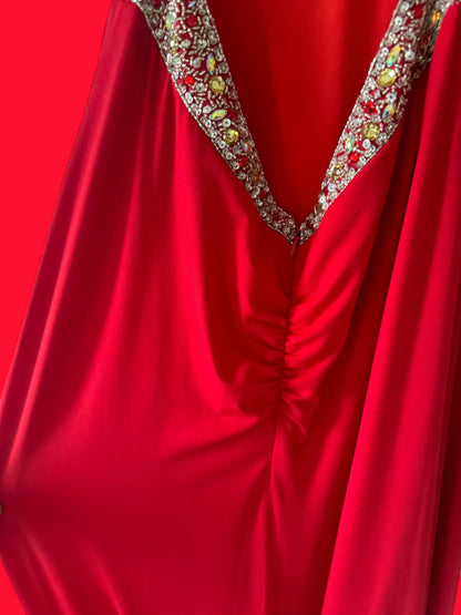 red beaded maxi dress size medium