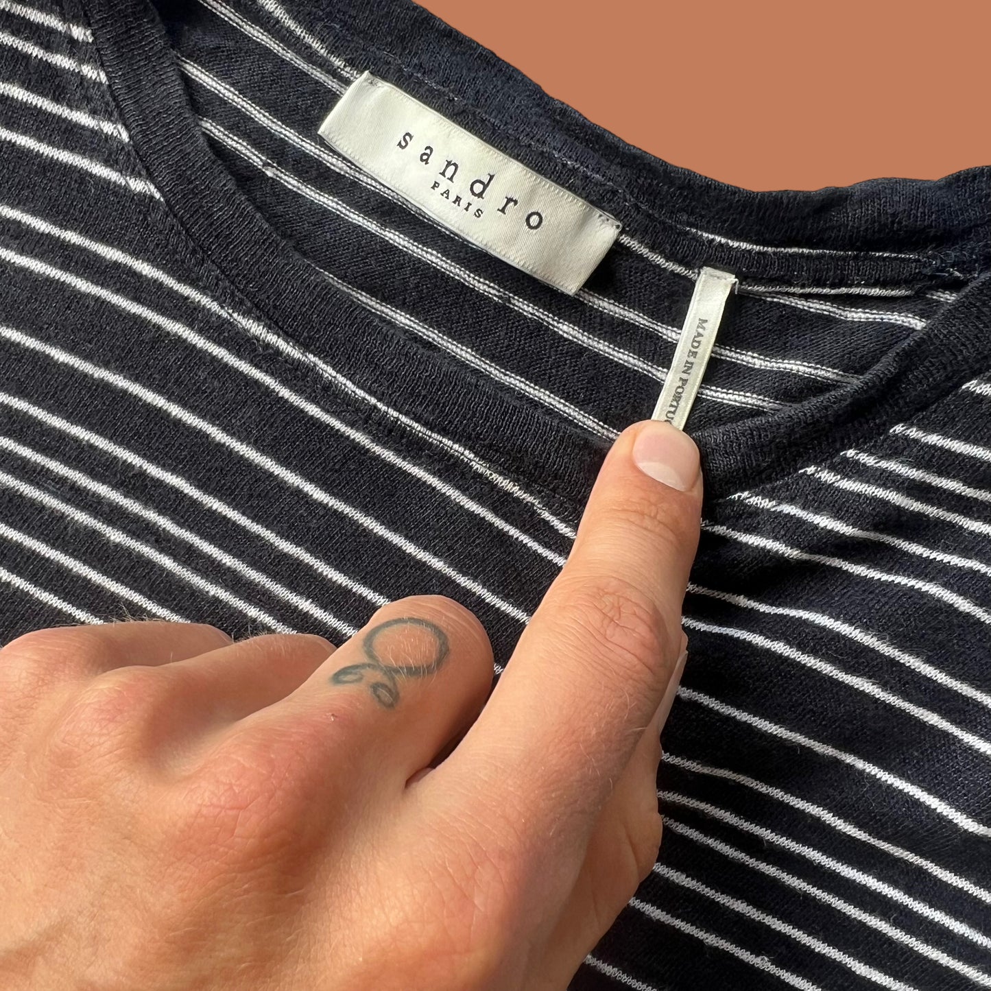 mens SANDRO linen t-shirt size medium