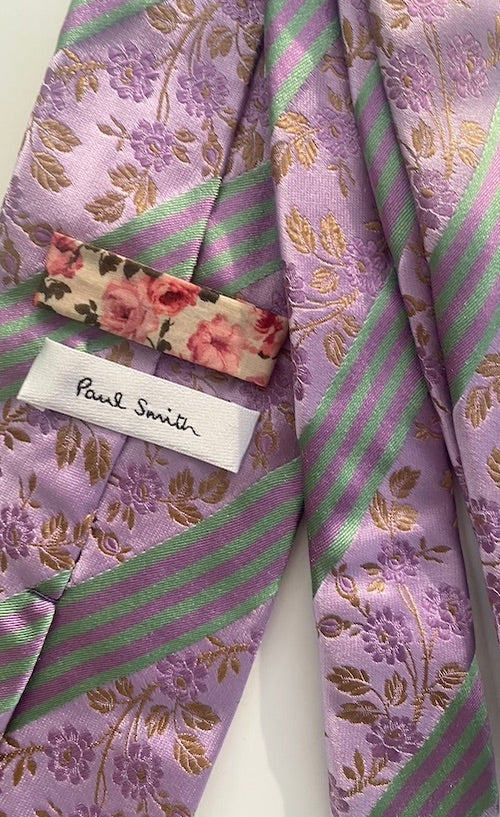 Paul Smith Lavender Floral Print Silk Tie