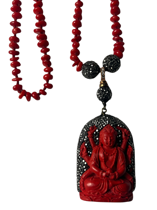 Red Beaded Necklace with Icon